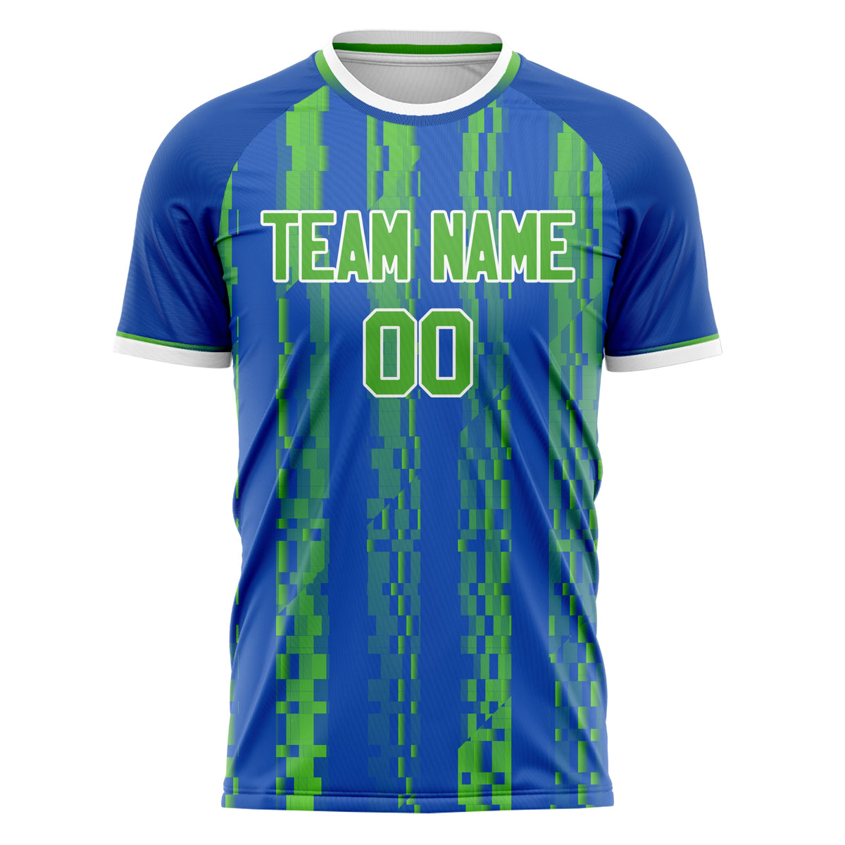 Custom Royal Neon Green Pattern Soccer Jersey