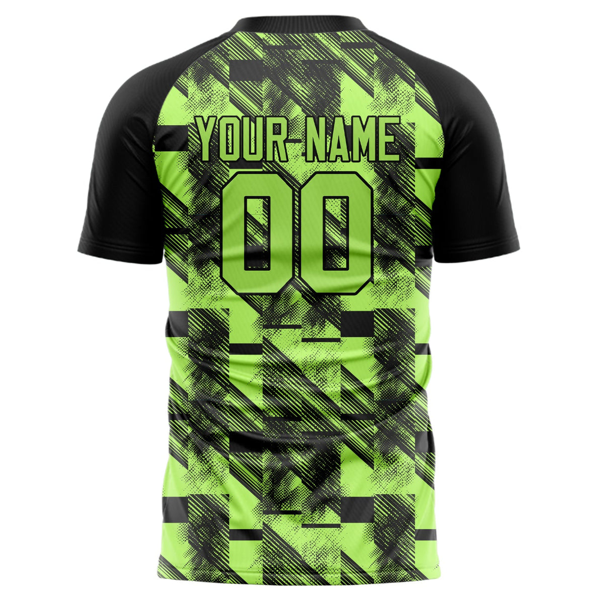 Custom Green Black Pattern Soccer Jersey