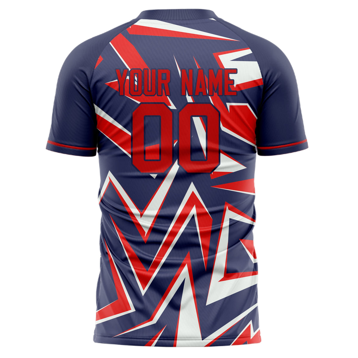 Custom Navy Red Pattern Soccer Jersey