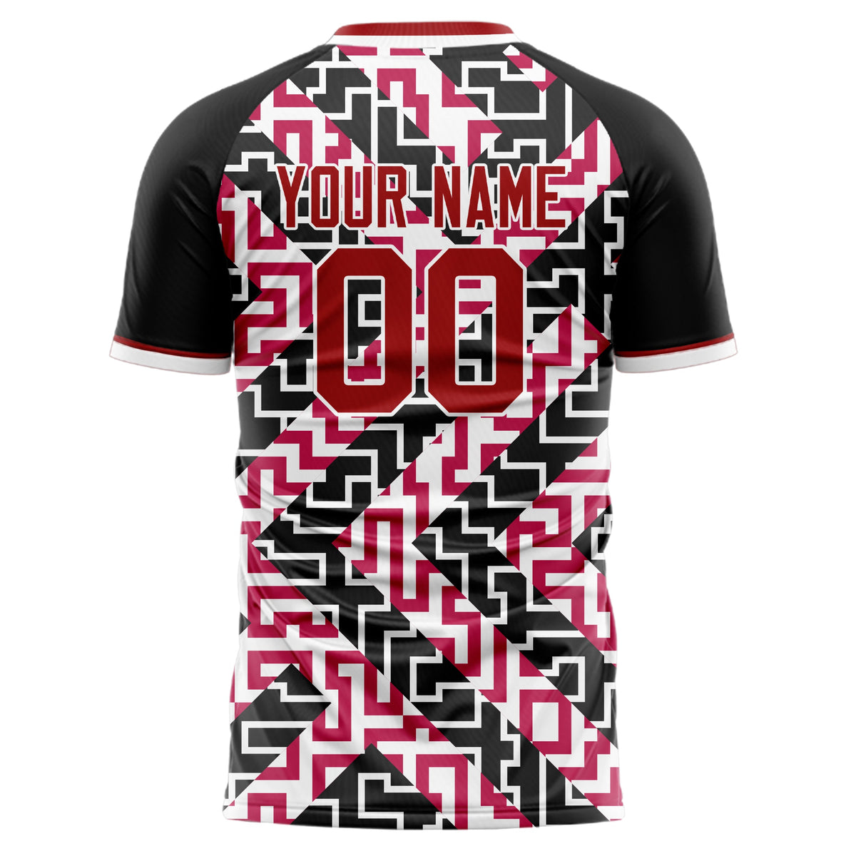 Custom Red Black Pattern Soccer Jersey