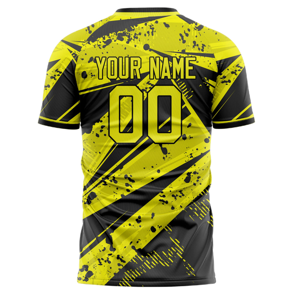 Custom Yellow Black Pattern Soccer Jersey