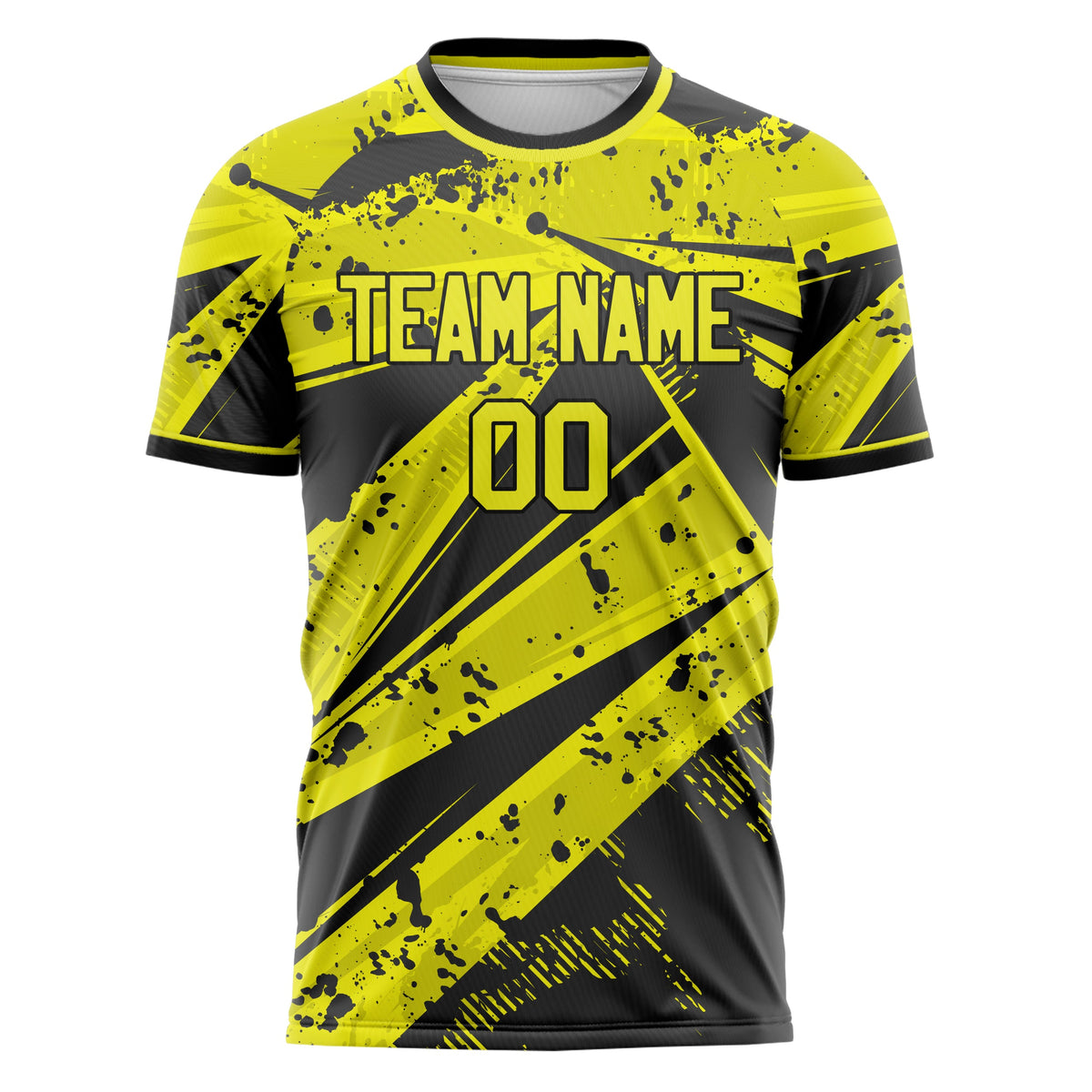 Custom Yellow Black Pattern Soccer Jersey