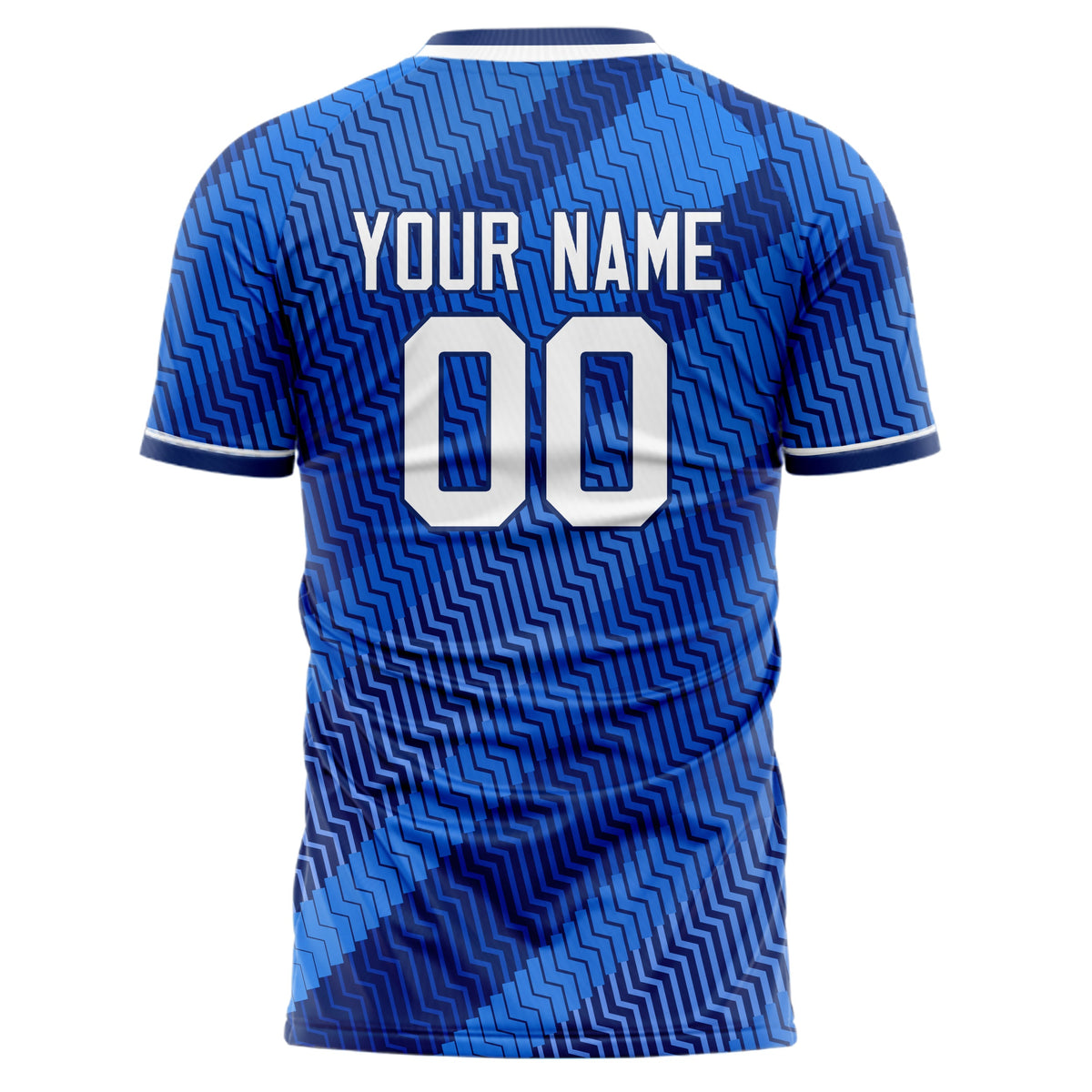 Custom Blue White Pattern Soccer Jersey