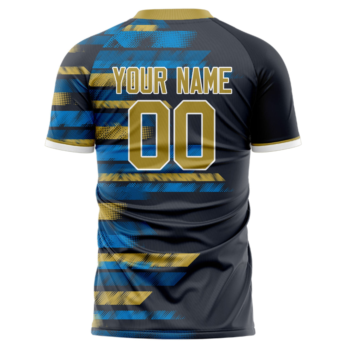 Custom Black Old Gold Pattern Soccer Jersey