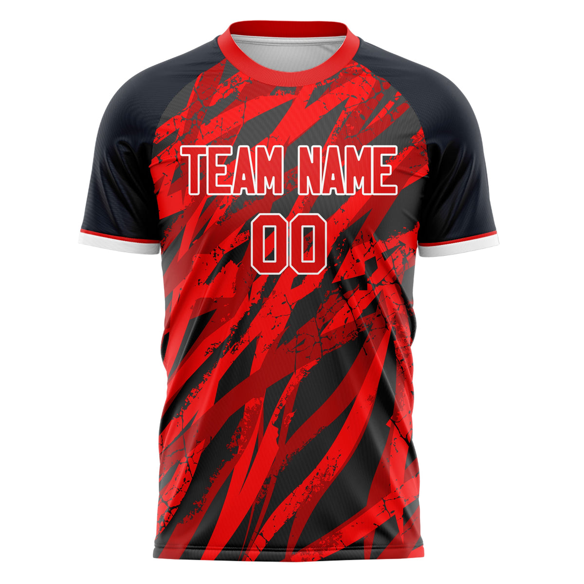 Custom Red Black Pattern Soccer Jersey