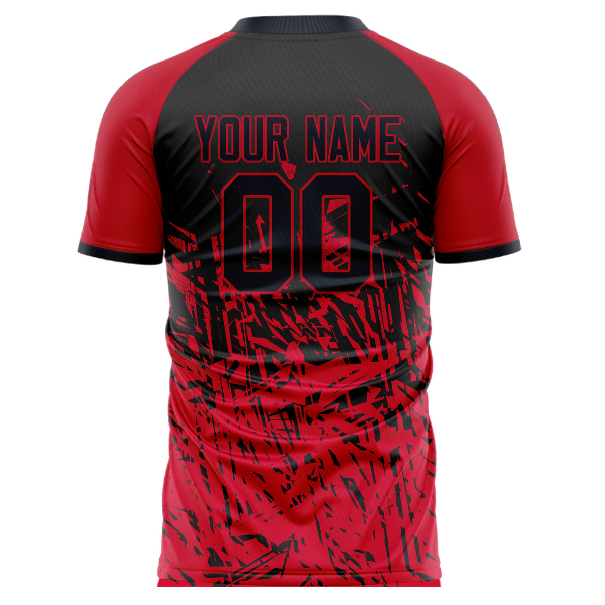 Custom Red Black Pattern Soccer Jersey