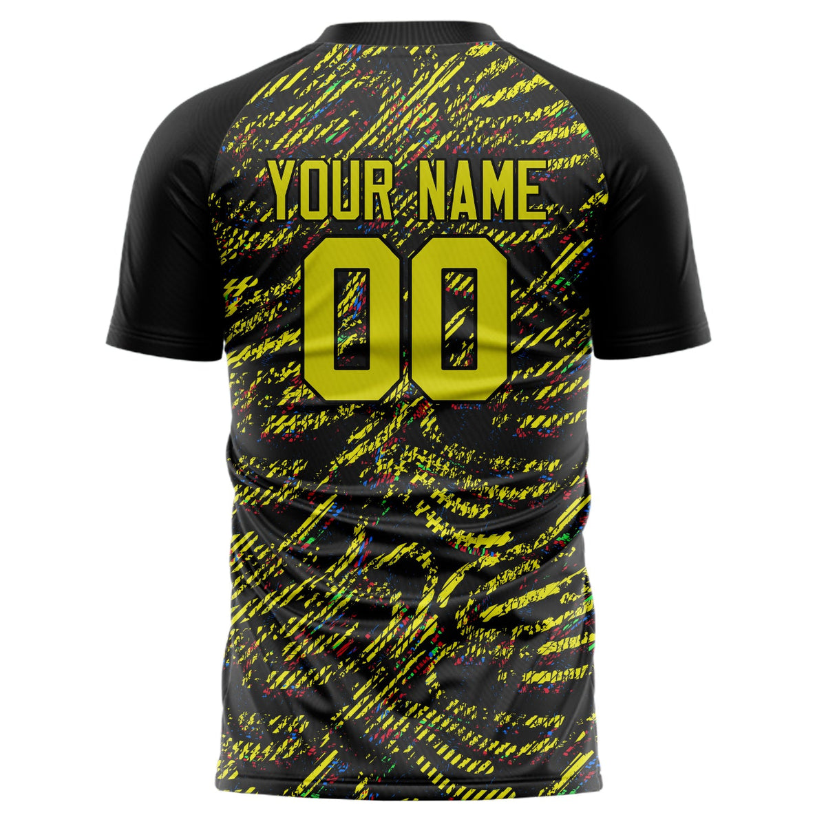 Custom Yellow Black Pattern Soccer Jersey