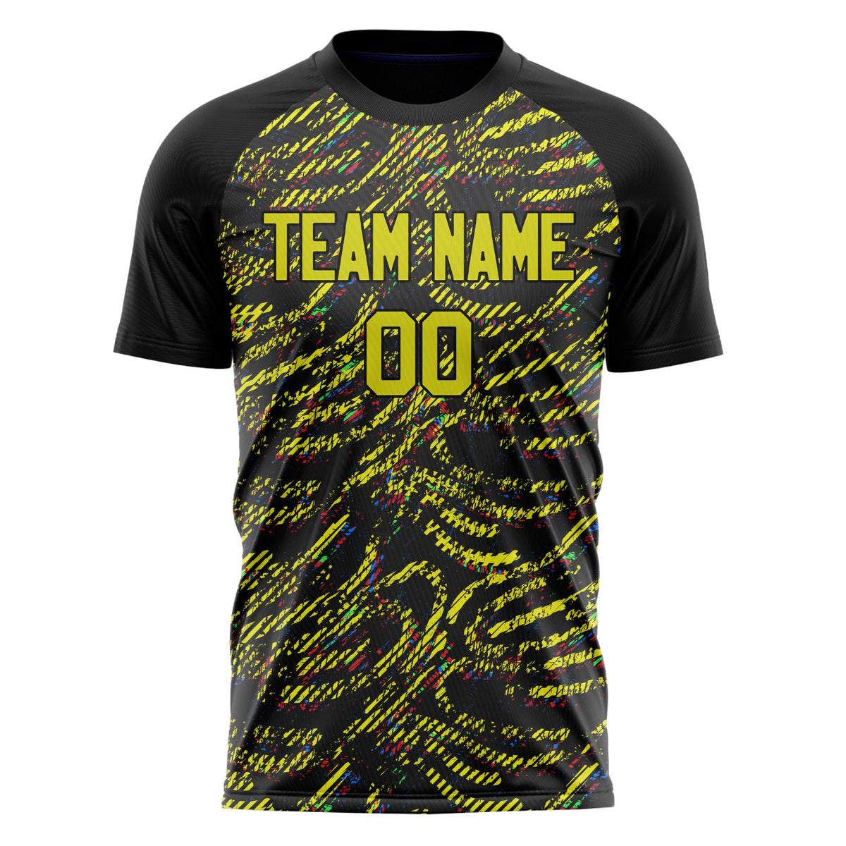 Custom Yellow Black Pattern Soccer Jersey