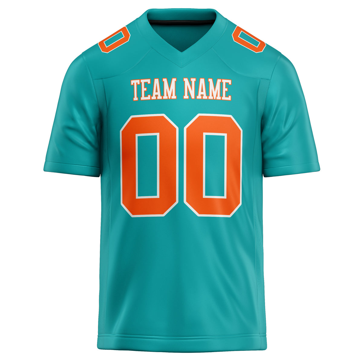 Custom Aqua Orange Solid Colour Football Jersey