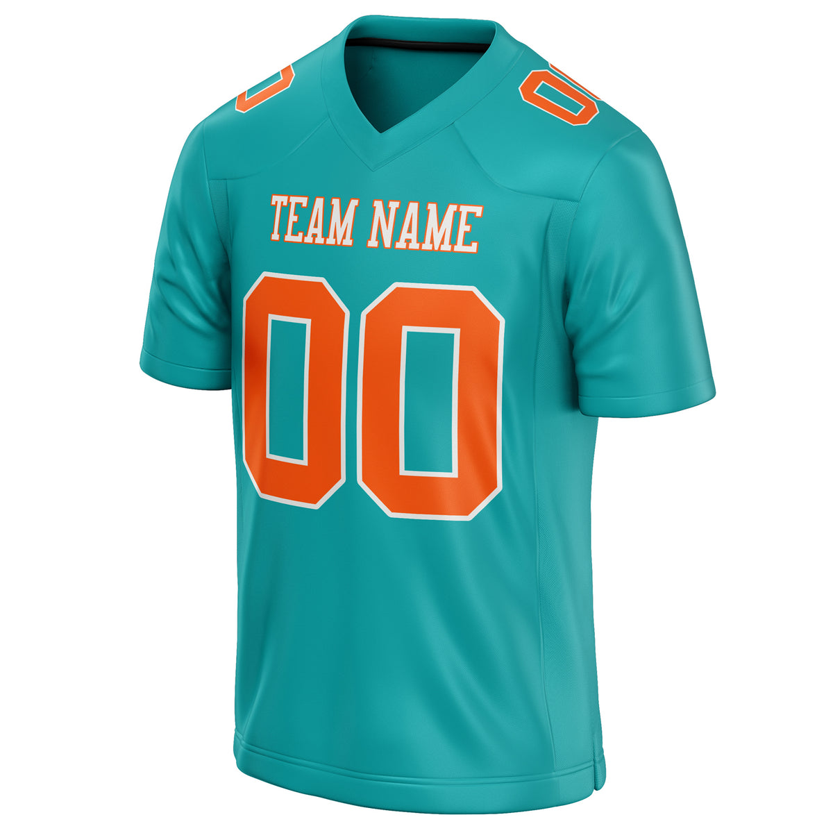 Custom Aqua Orange Solid Colour Football Jersey