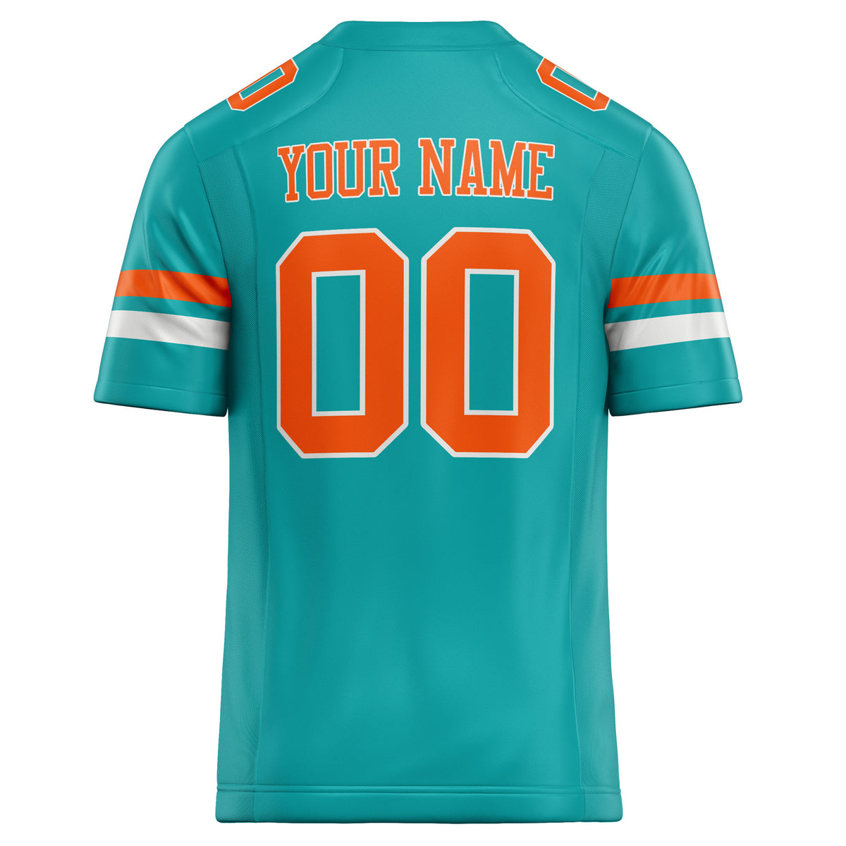 Custom Aqua Orange Solid Colour Football Jersey