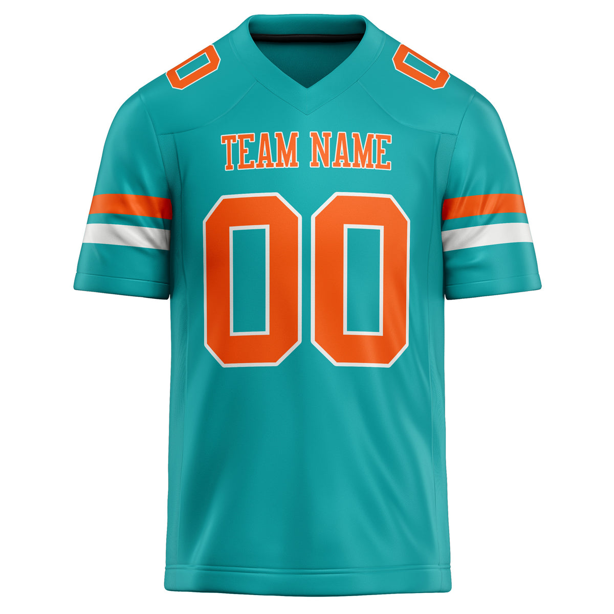 Custom Aqua Orange Solid Colour Football Jersey