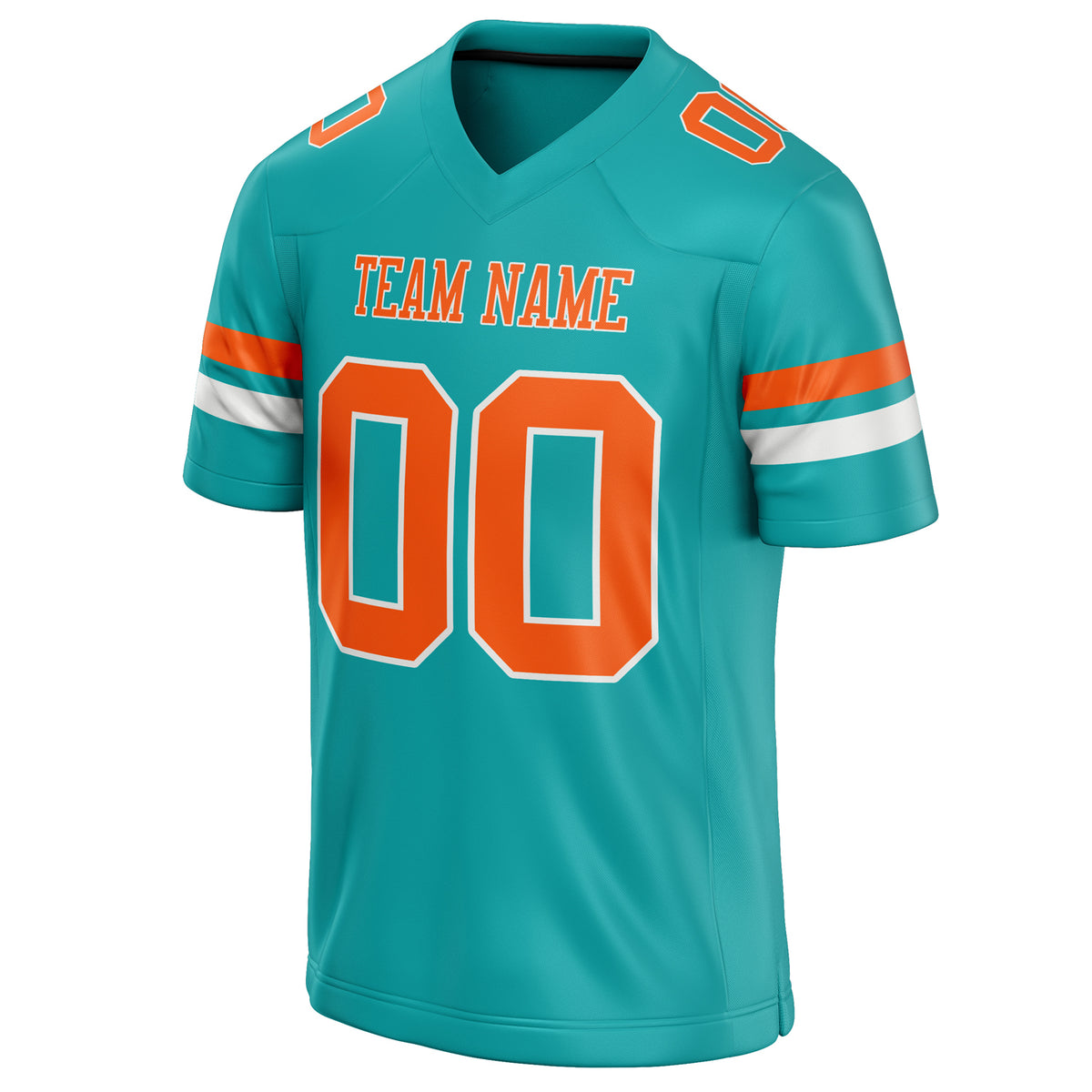 Custom Aqua Orange Solid Colour Football Jersey