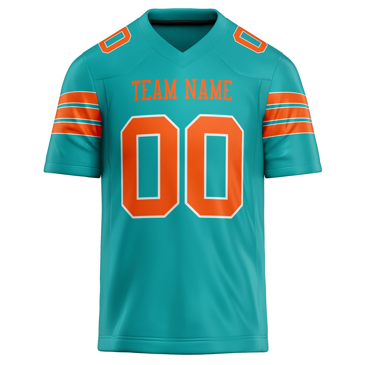 Custom Aqua Orange Solid Colour Football Jersey