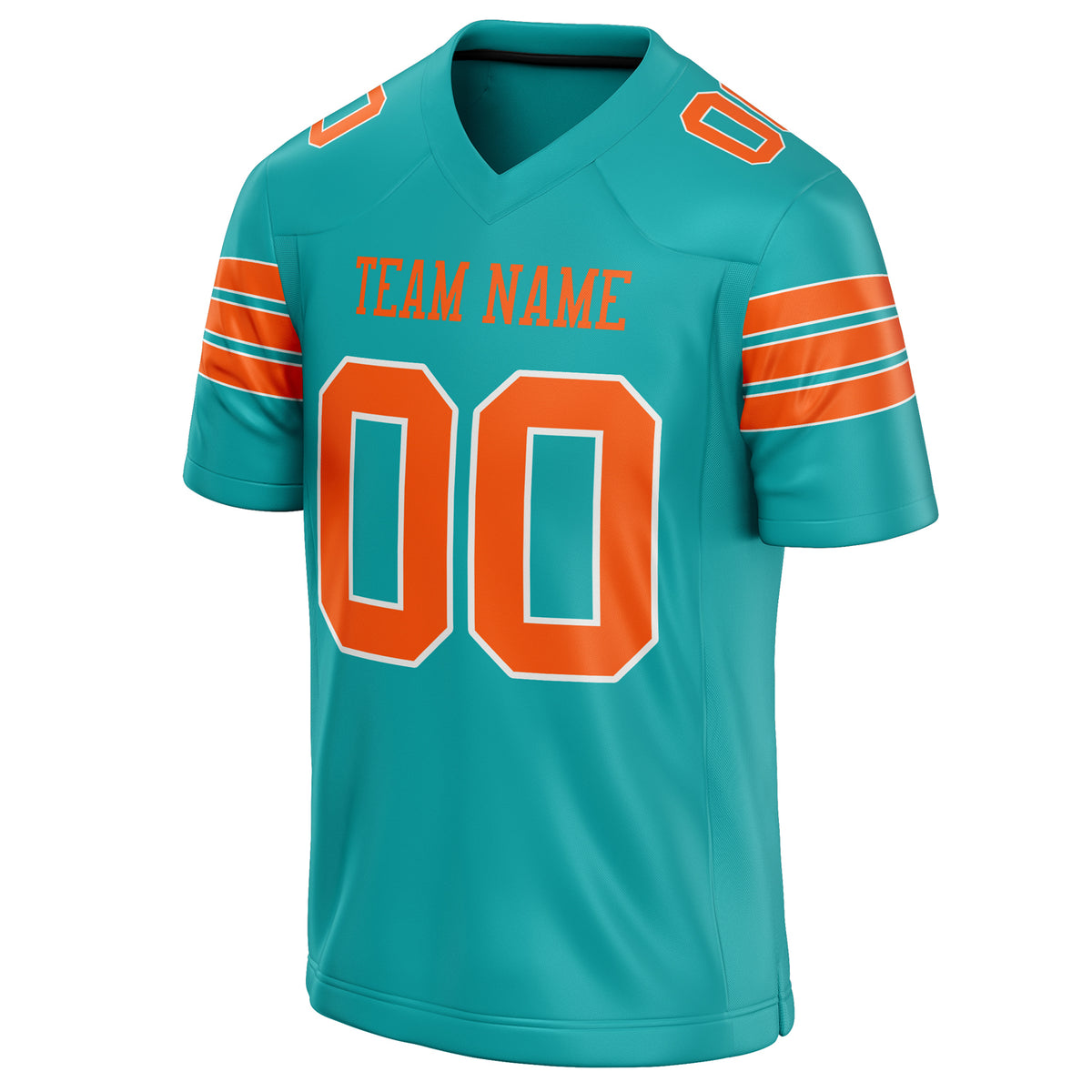 Custom Aqua Orange Solid Colour Football Jersey