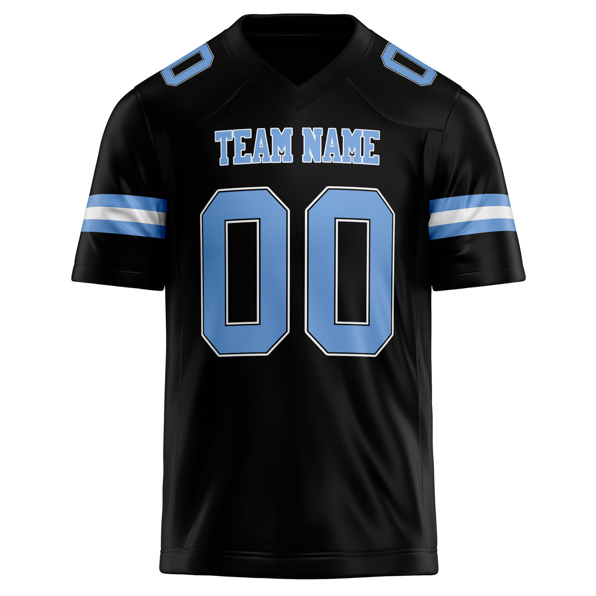 Custom Black light blue Solid Colour Football Jersey