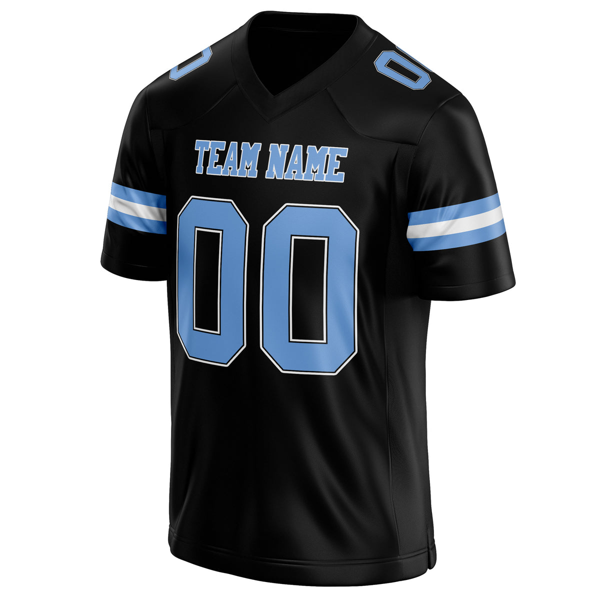 Custom Black light blue Solid Colour Football Jersey