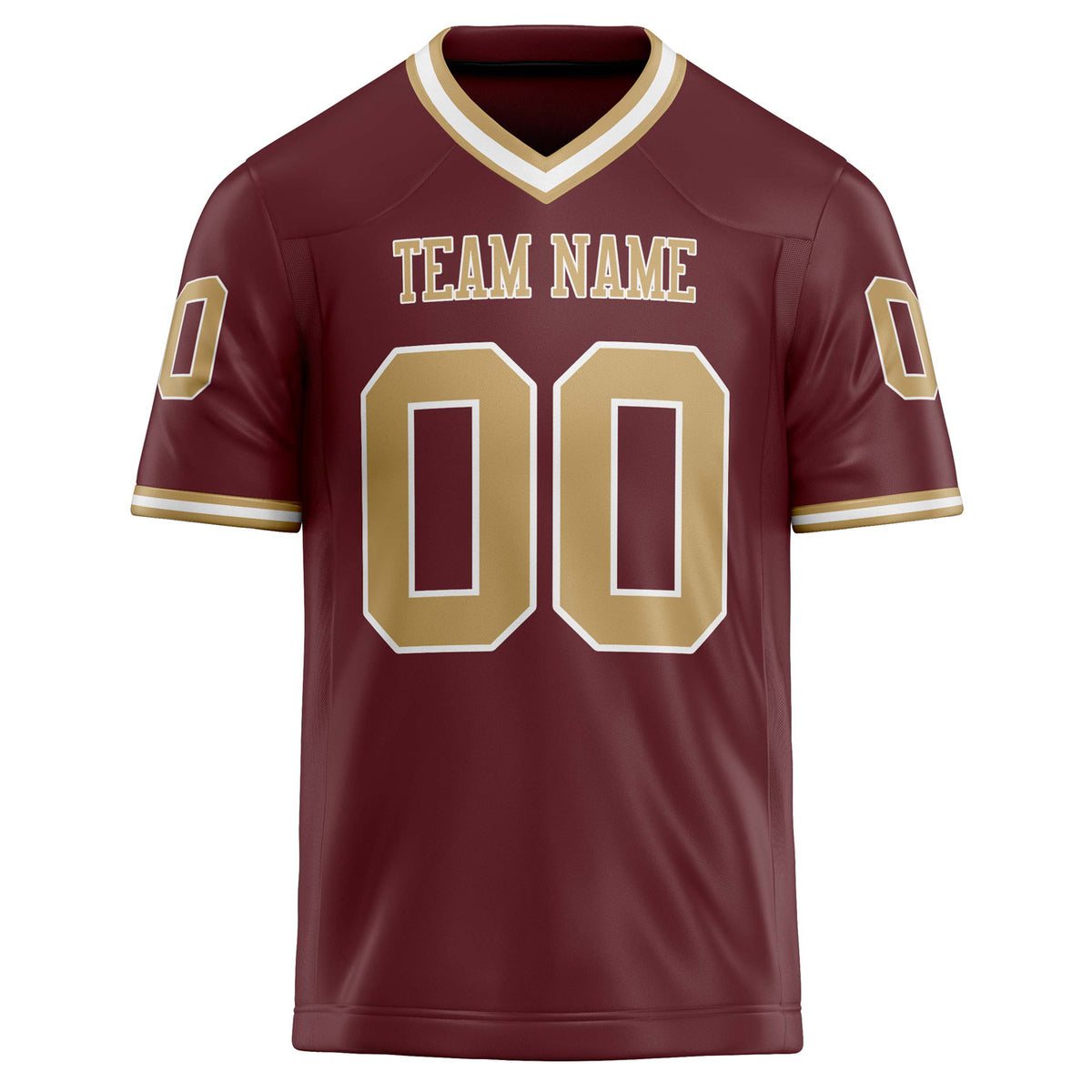 Custom Burgundy old gold Solid Colour Football Jersey