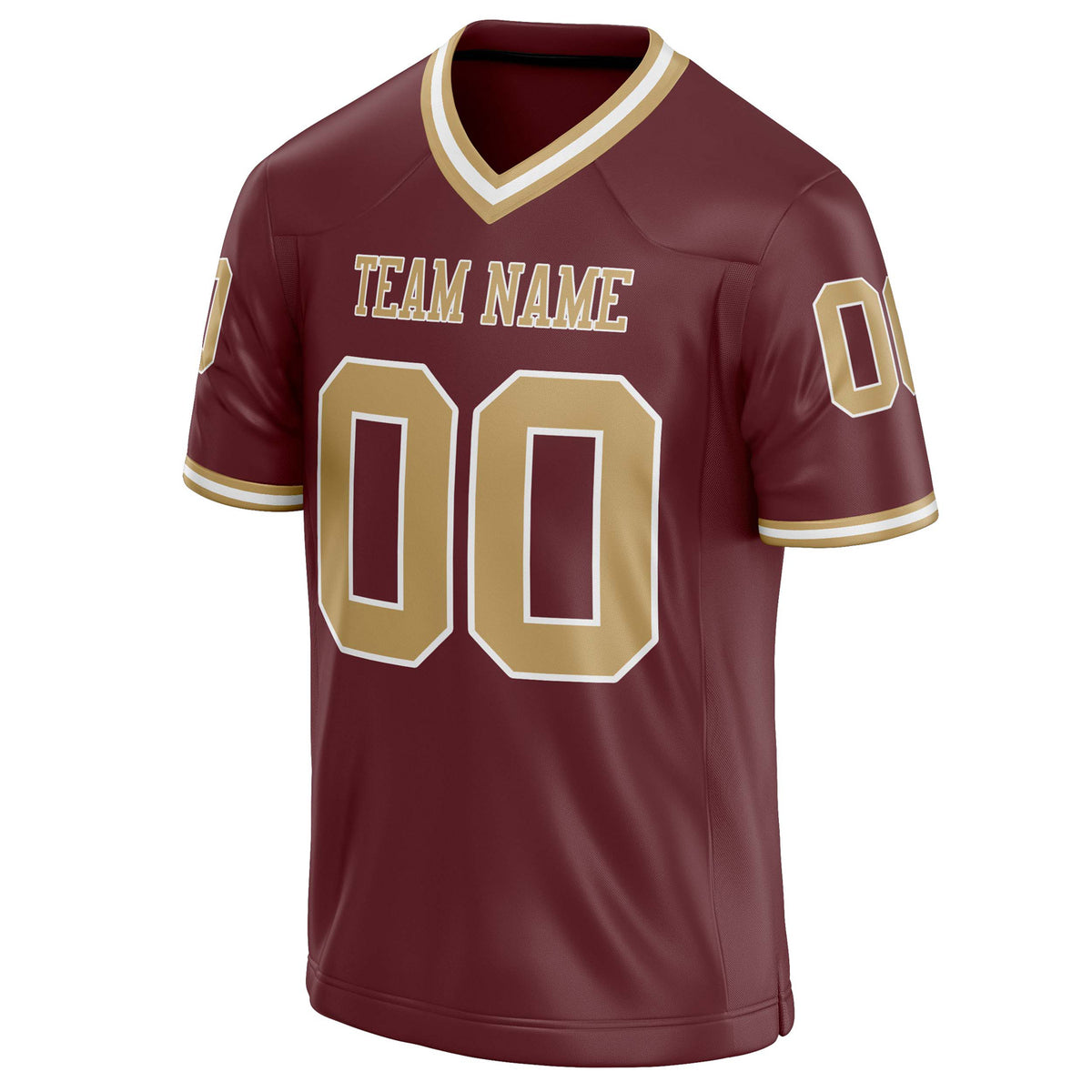 Custom Burgundy old gold Solid Colour Football Jersey