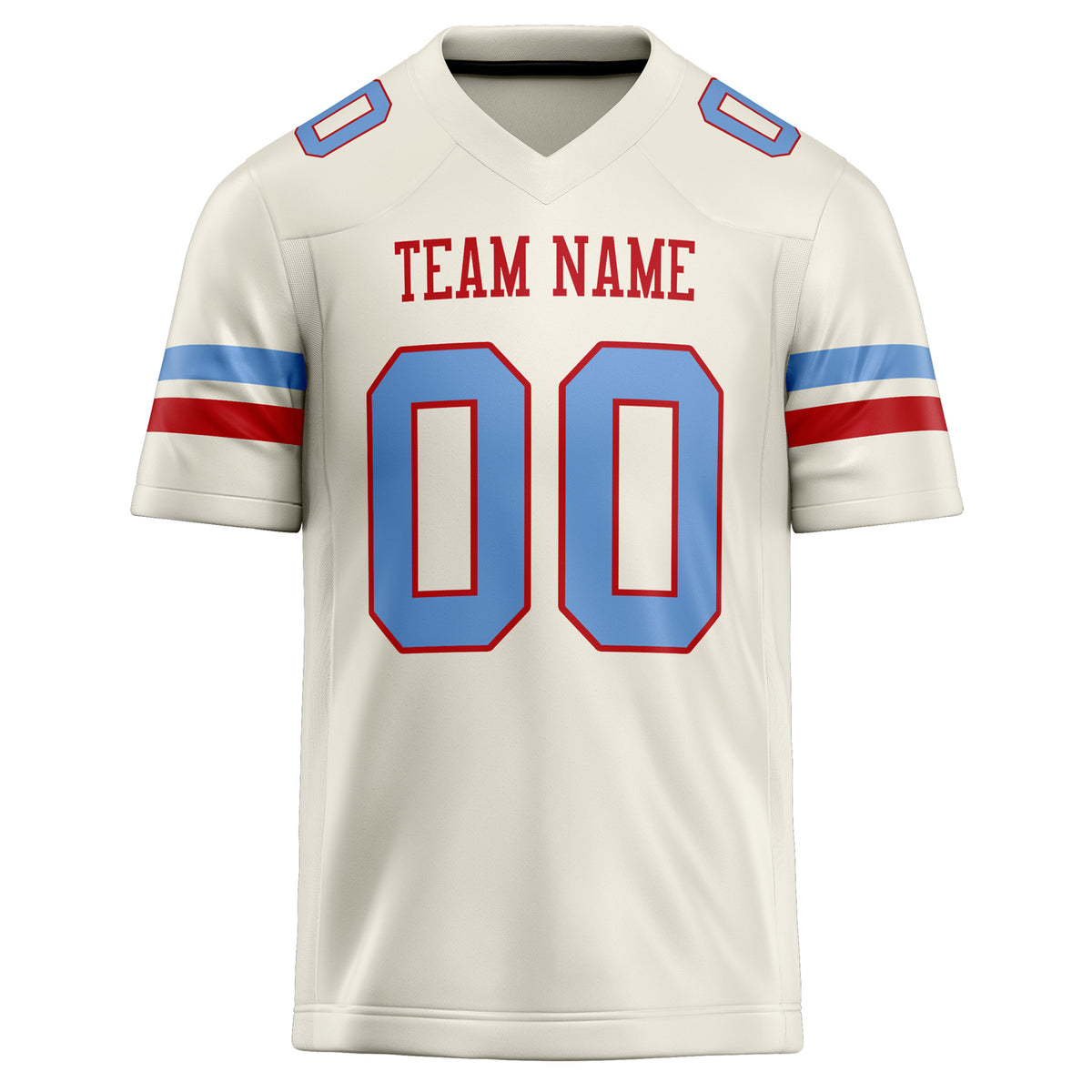 Custom Cream light blue Solid Colour Football Jersey