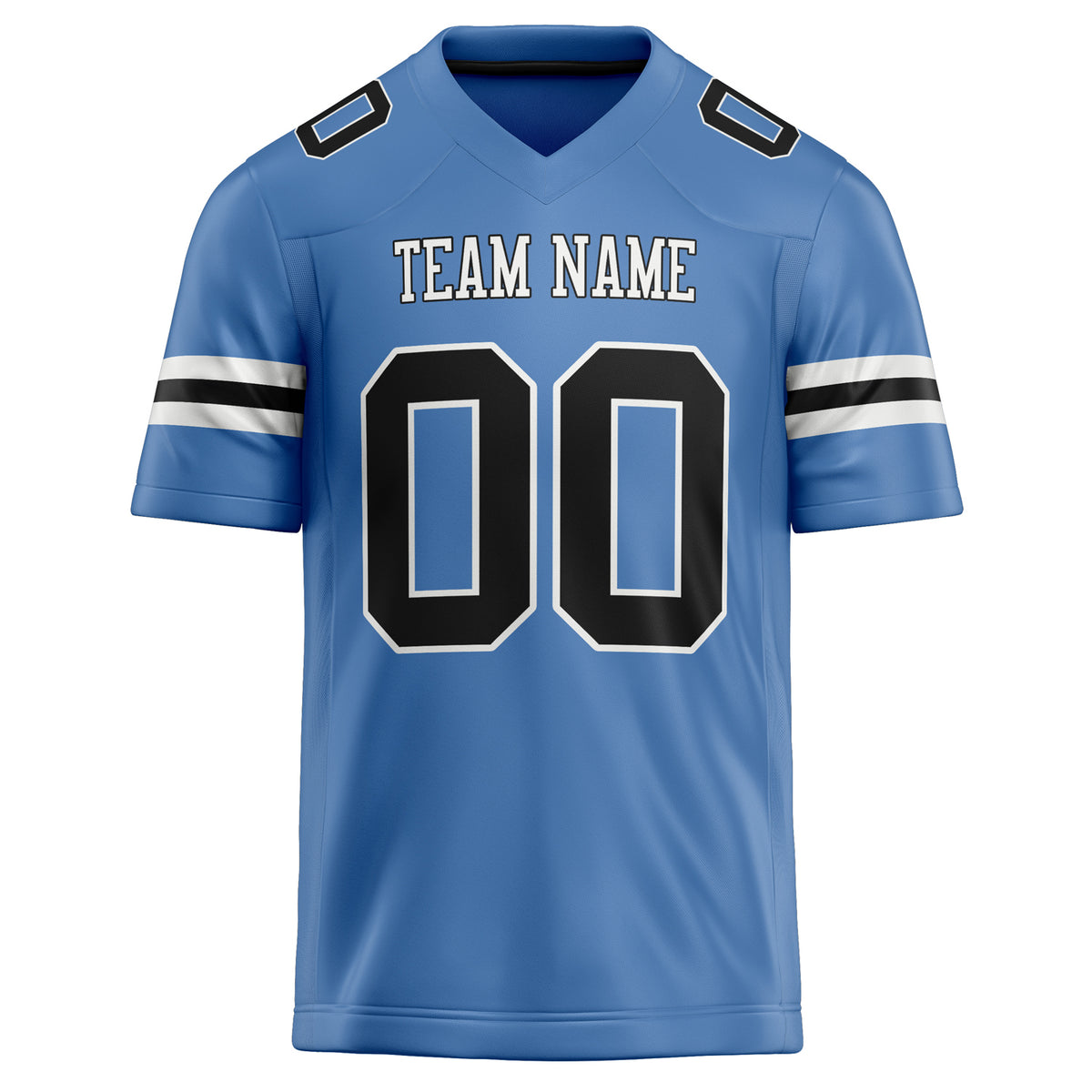 Custom Electric Blue Black Solid Colour Football Jersey