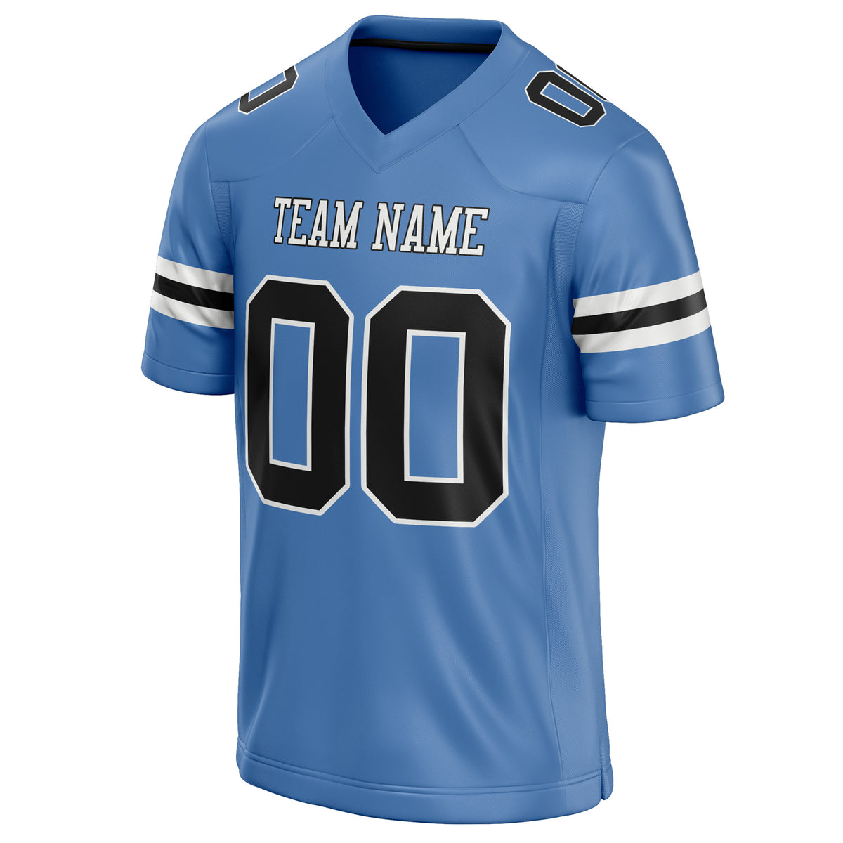 Custom Electric Blue Black Solid Colour Football Jersey