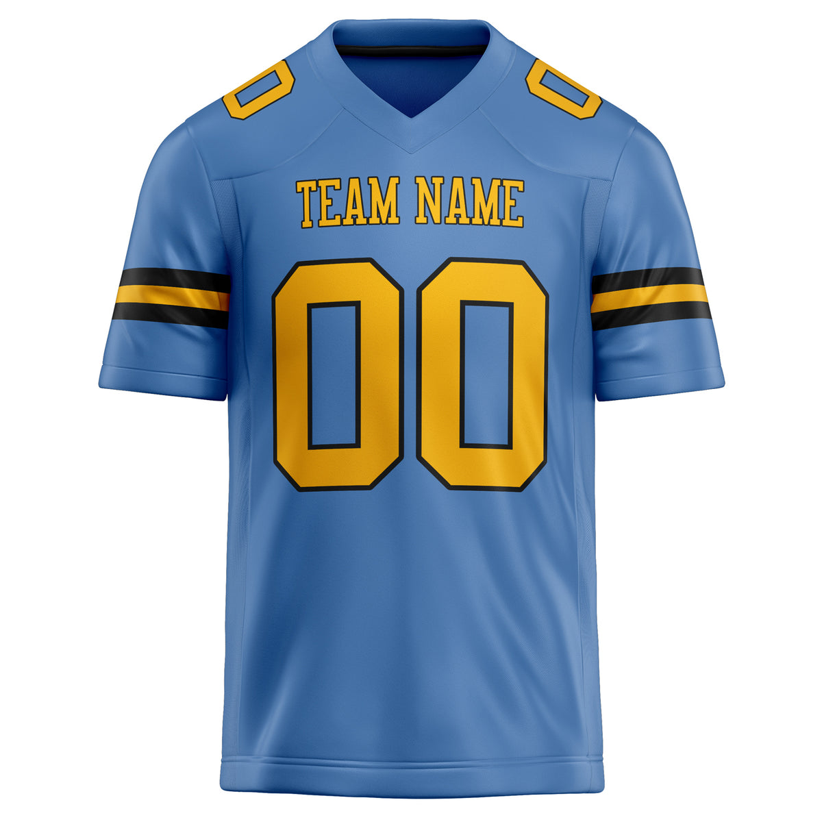 Custom Electric Blue gold Solid Colour Football Jersey