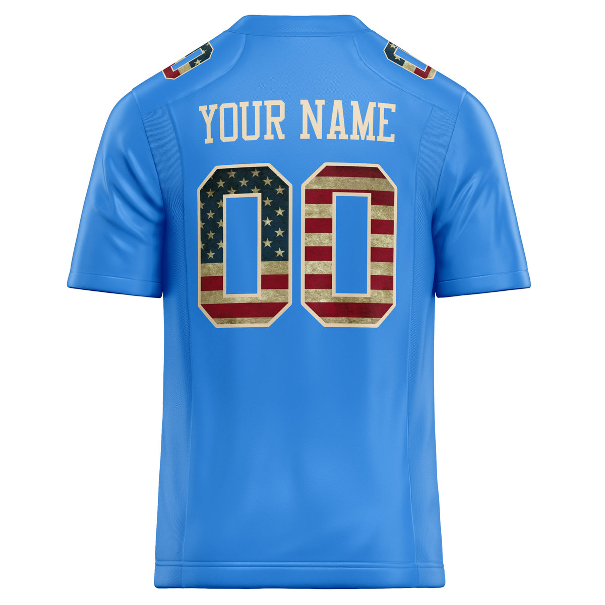 Custom Electric Blue cream Solid Colour Football Jersey