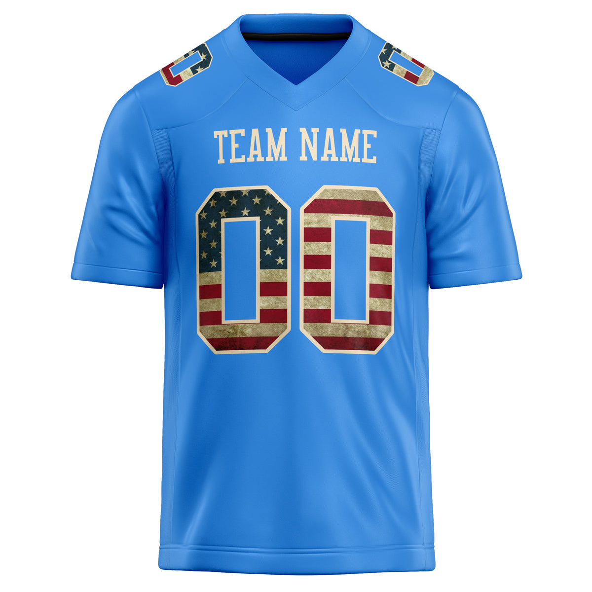 Custom Electric Blue cream Solid Colour Football Jersey