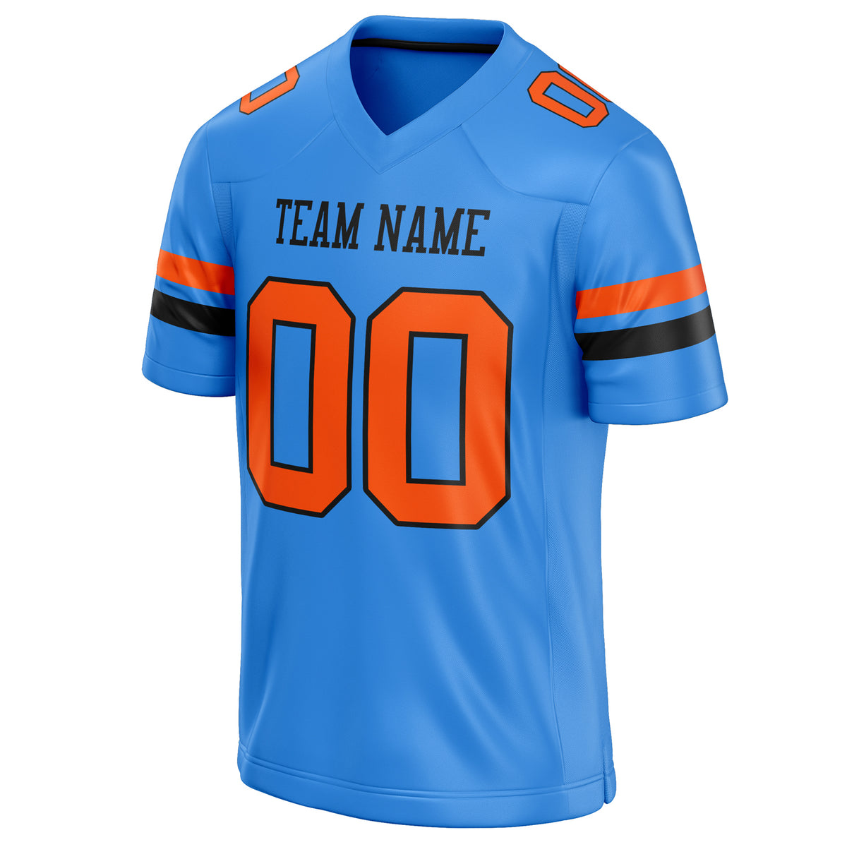 Custom Electric Blue orange Solid Colour Football Jersey