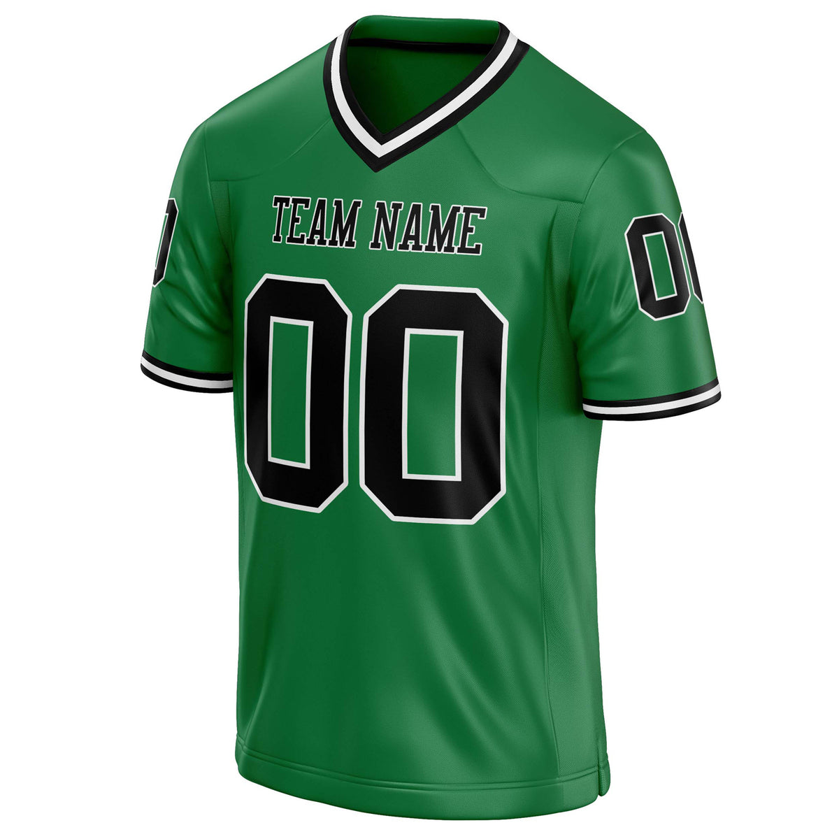 Custom Grass Green Black Solid Colour Football Jersey