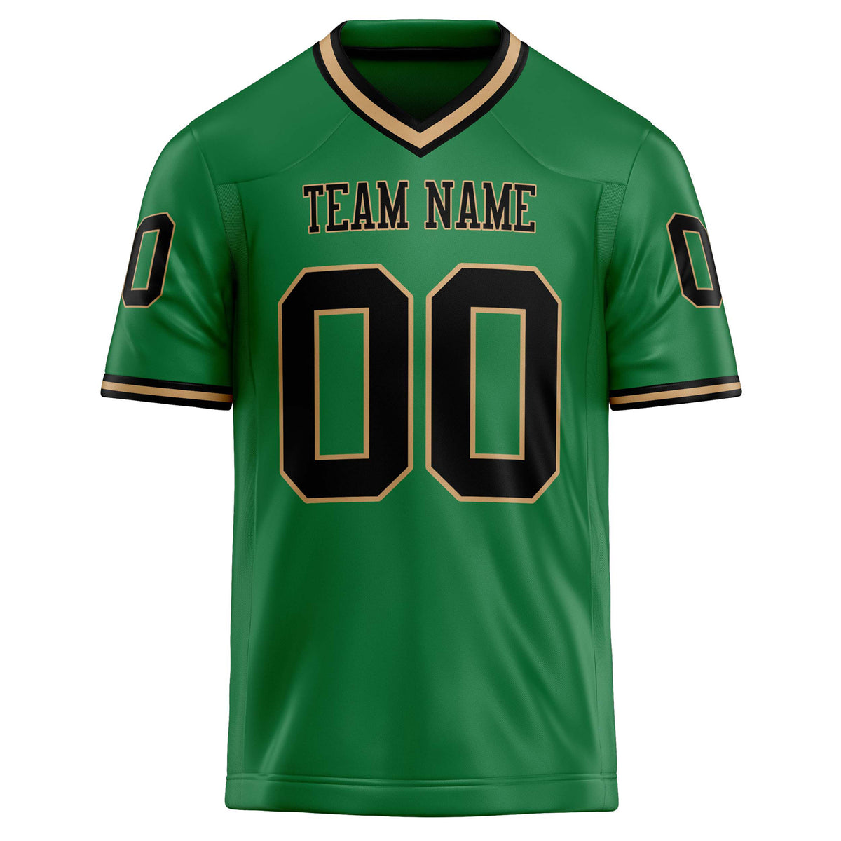 Custom Grass Green Black Solid Colour Football Jersey