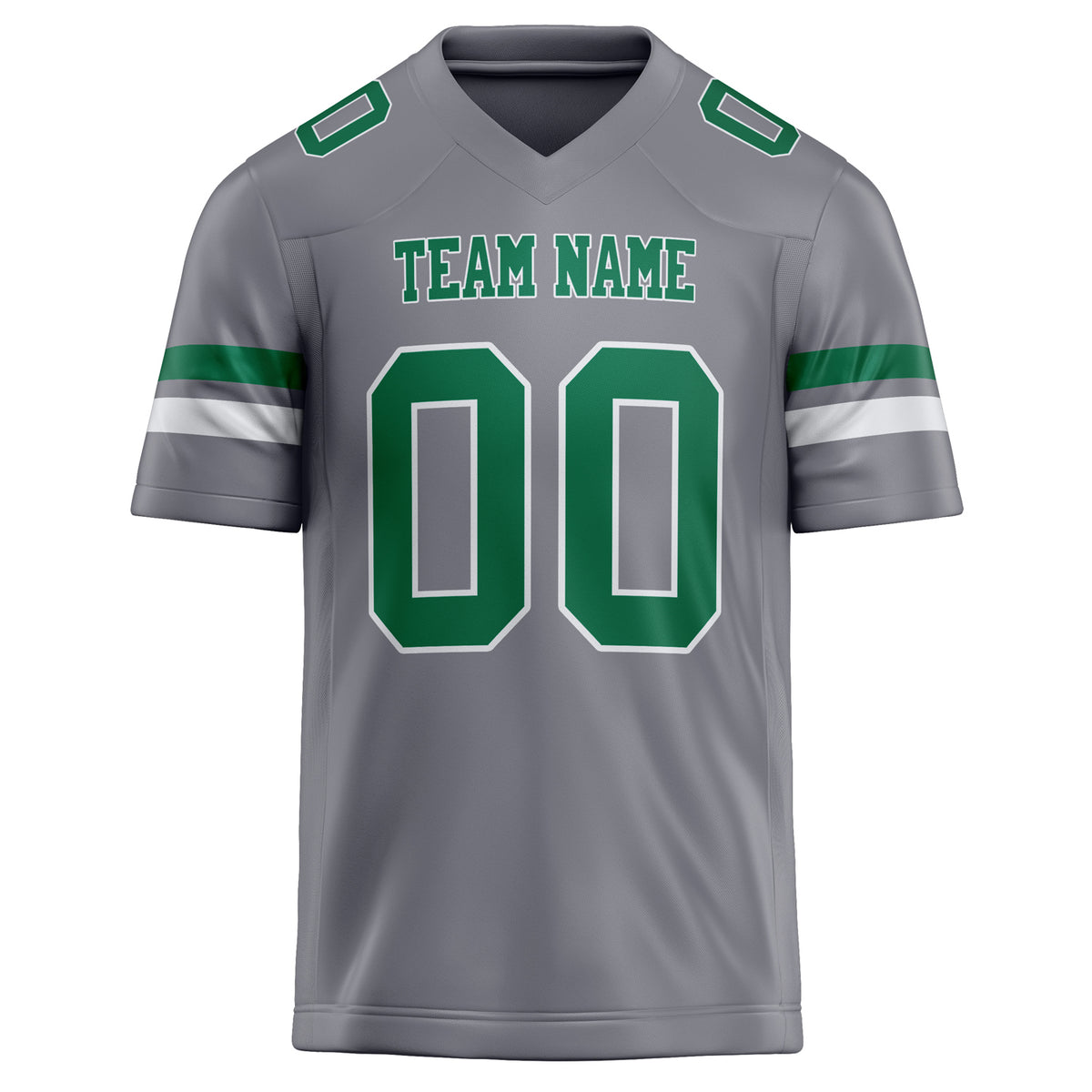 Custom Gray kelly green Solid Colour Football Jersey