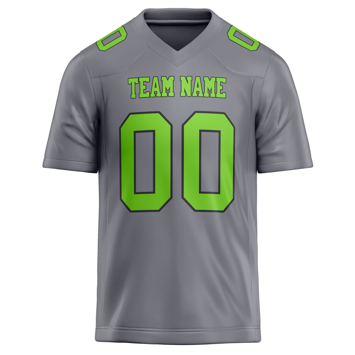 Custom Gray Neon Green Solid Colour Football Jersey