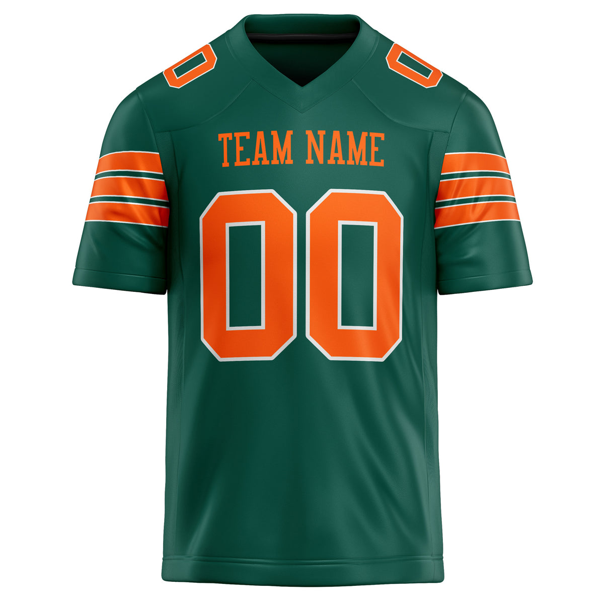 Custom Kelly Green orange Solid Colour Football Jersey