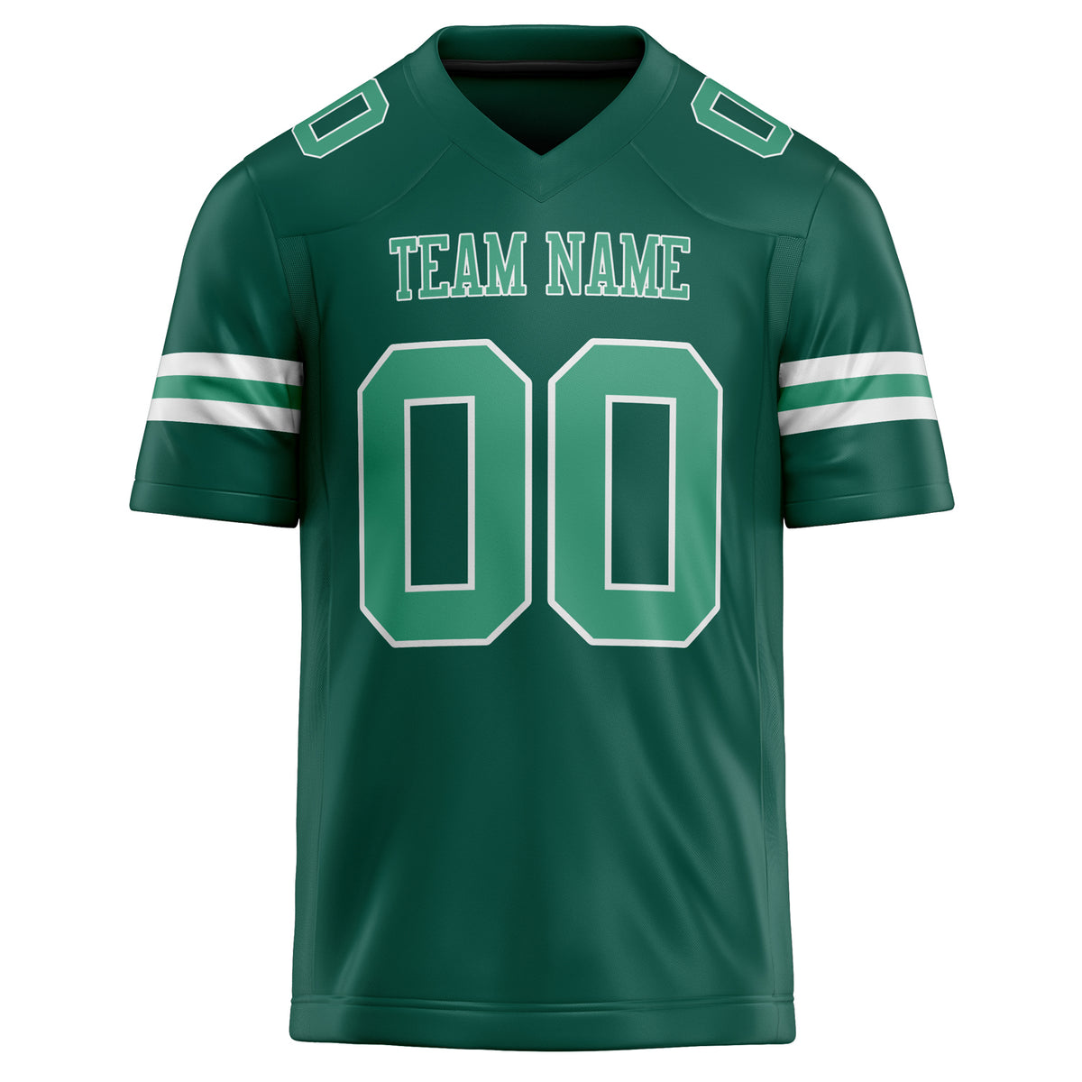 Custom Kelly Green teal Solid Colour Football Jersey