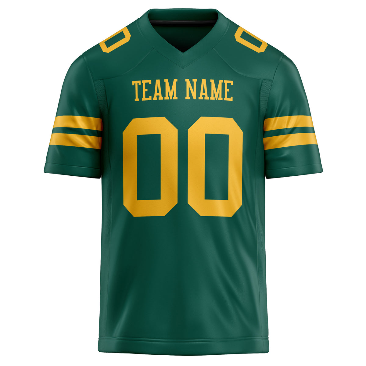 Custom Kelly Green gold Solid Colour Football Jersey