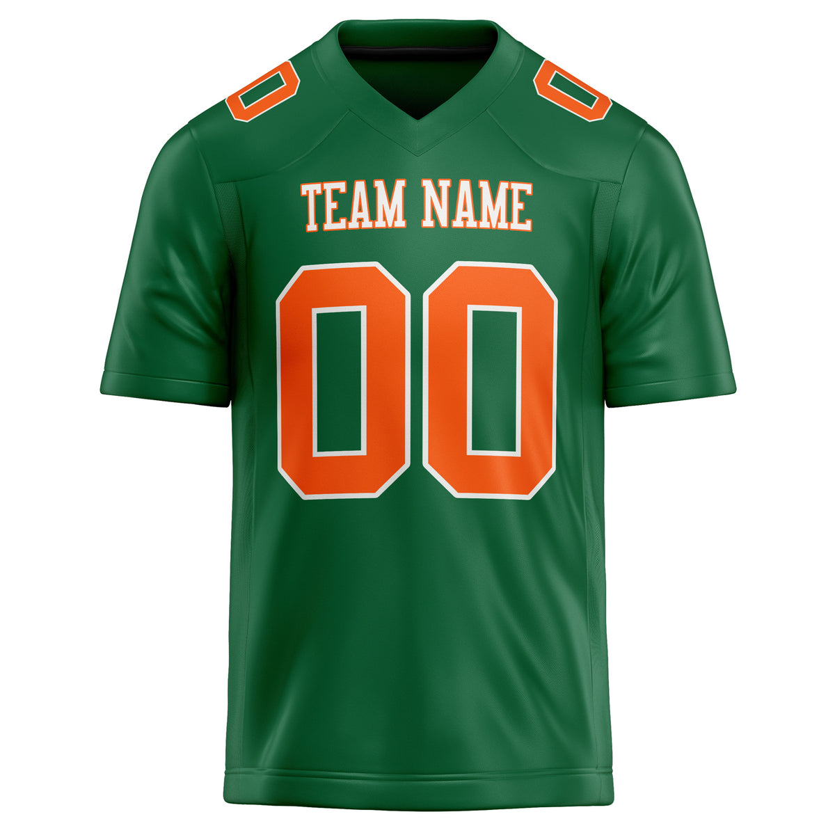 Custom Kelly Green orange Solid Colour Football Jersey