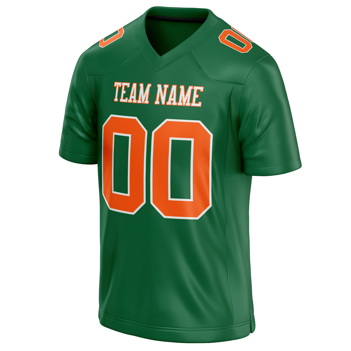 Custom Kelly Green orange Solid Colour Football Jersey