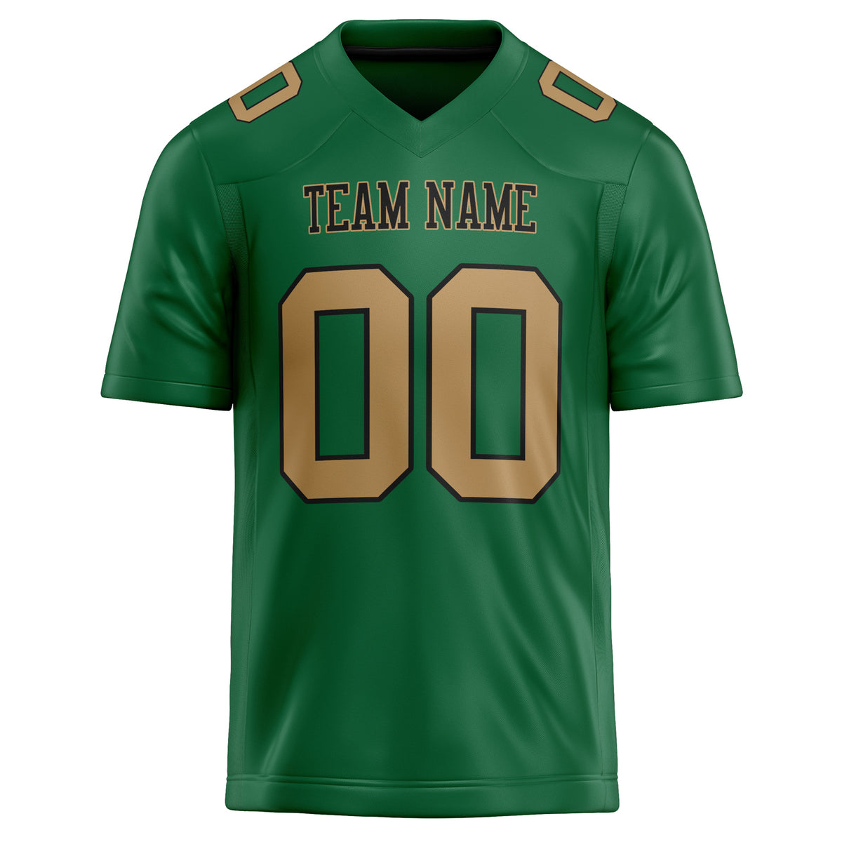 Custom Kelly Green old gold Solid Colour Football Jersey