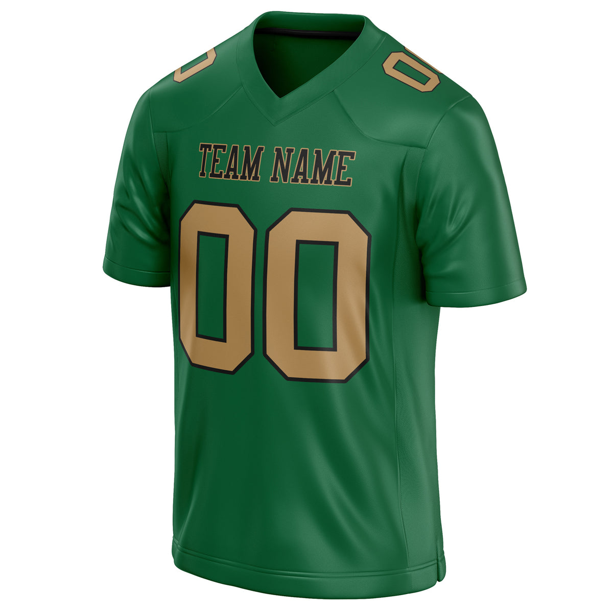 Custom Kelly Green old gold Solid Colour Football Jersey