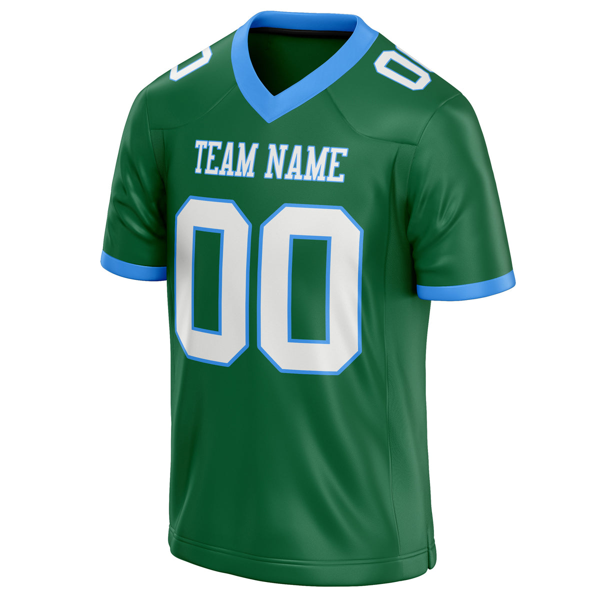 Custom Kelly Green White Solid Colour Football Jersey