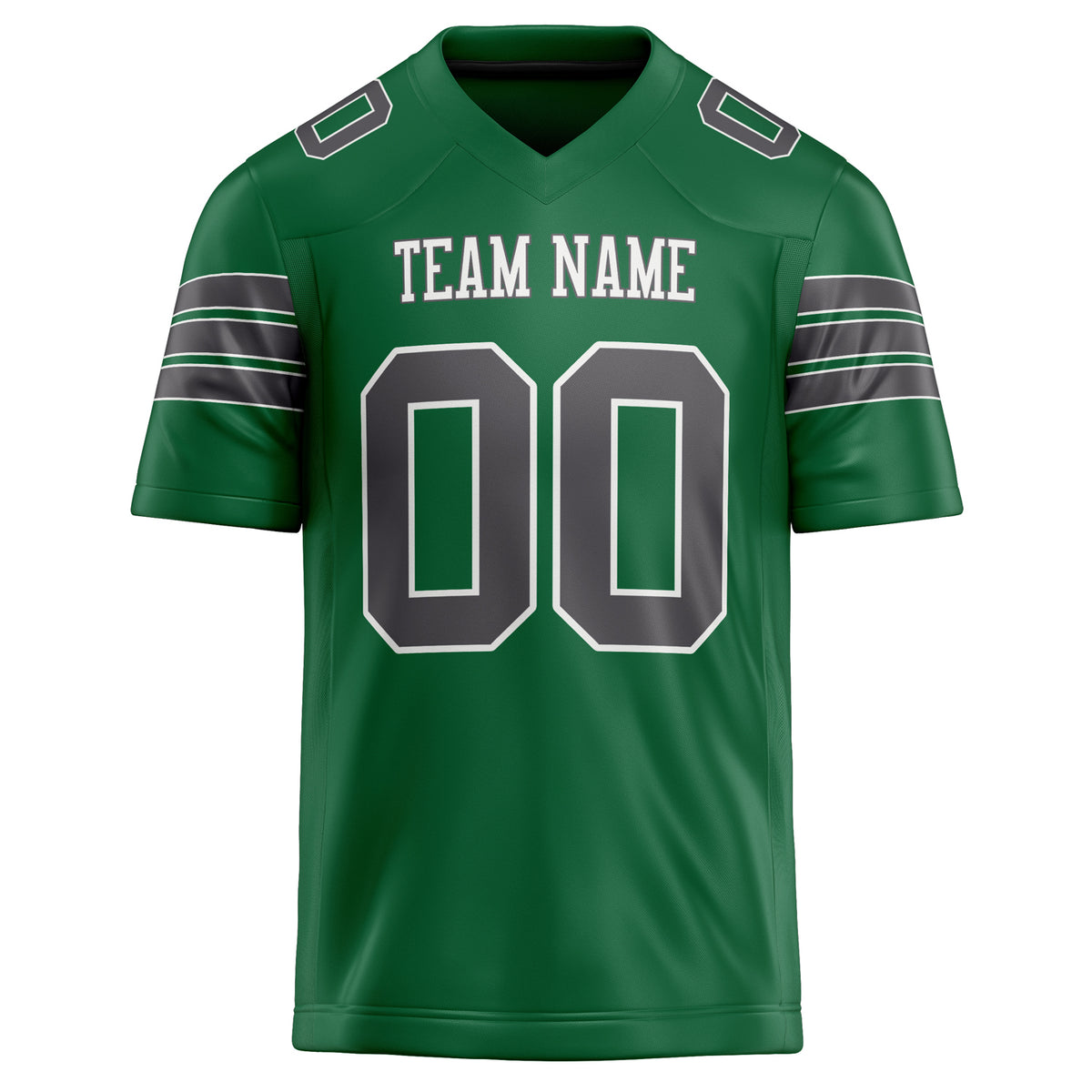 Custom Kelly Green gray Solid Colour Football Jersey