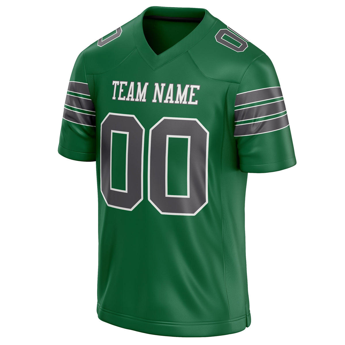 Custom Kelly Green gray Solid Colour Football Jersey