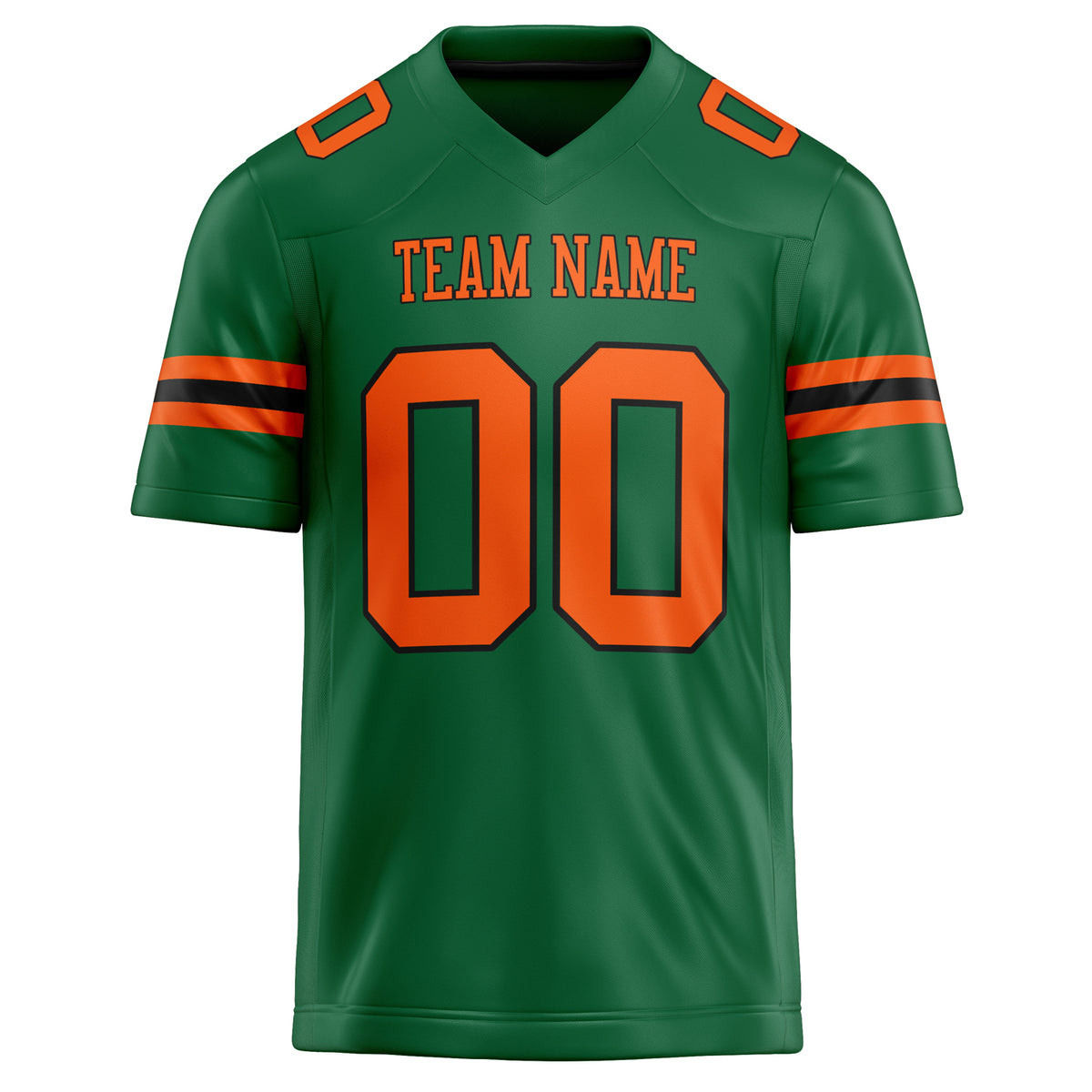 Custom Kelly Green orange Solid Colour Football Jersey