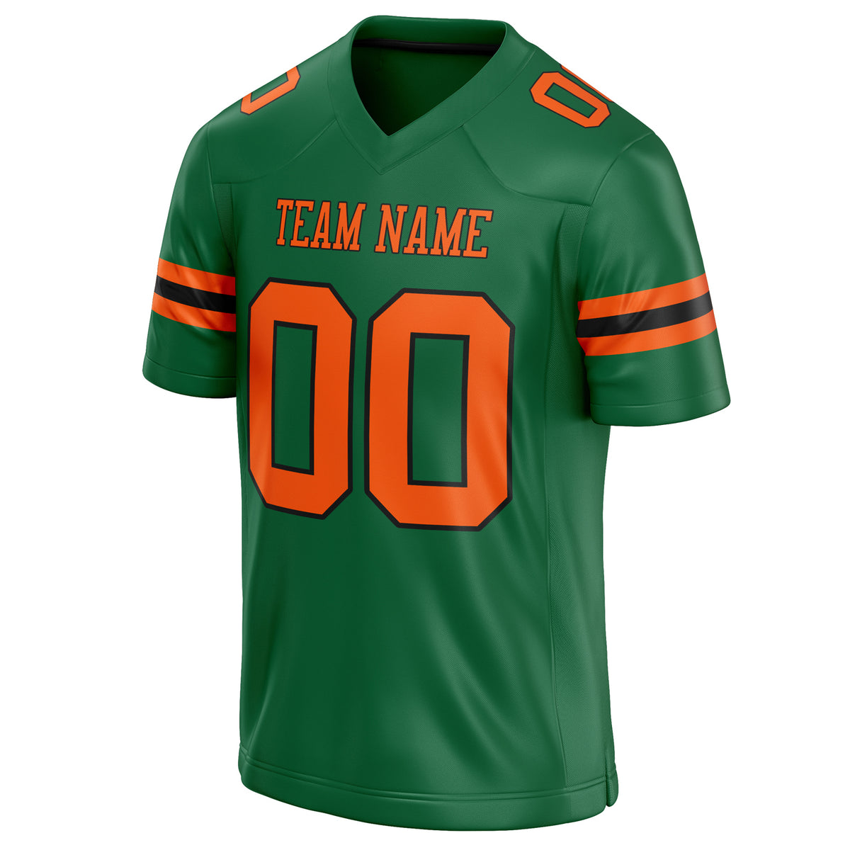 Custom Kelly Green orange Solid Colour Football Jersey