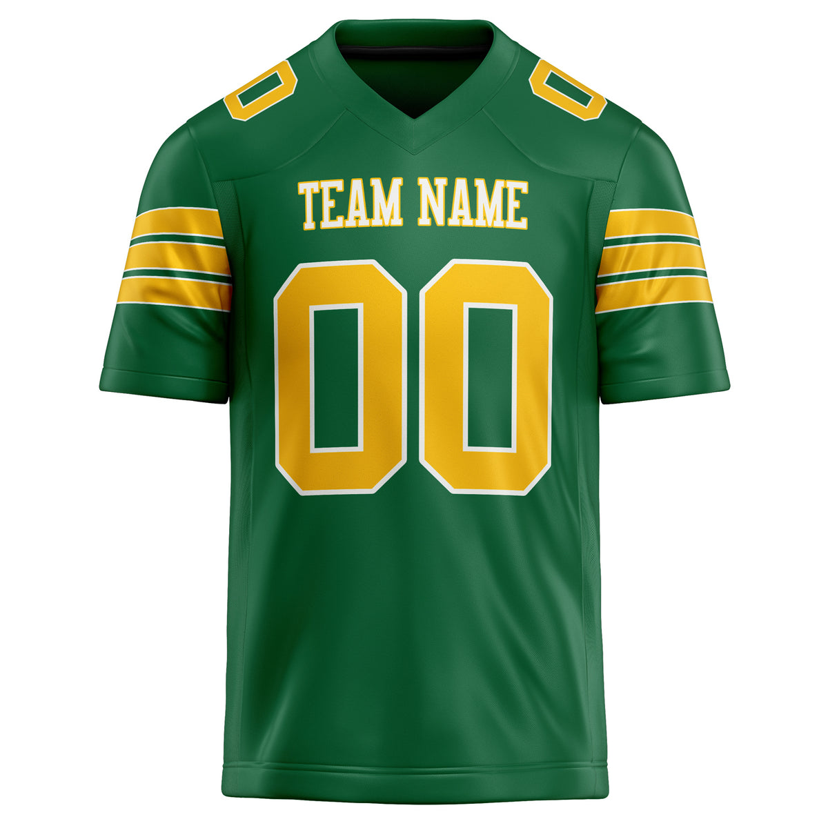 Custom Kelly Green gold Solid Colour Football Jersey