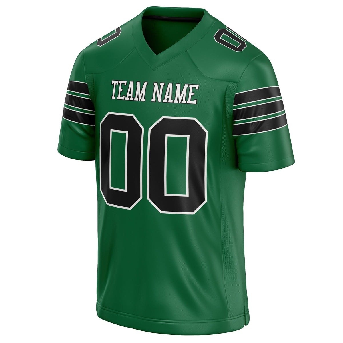 Custom Kelly Green Black Solid Colour Football Jersey