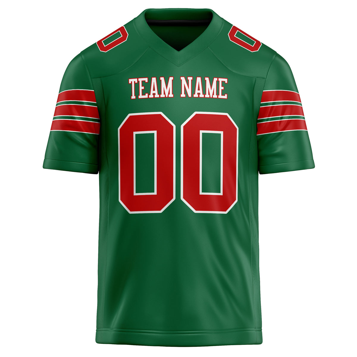 Custom Kelly Green red Solid Colour Football Jersey