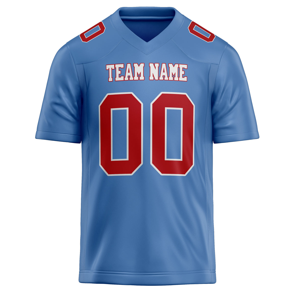 Custom Light Blue red Solid Colour Football Jersey